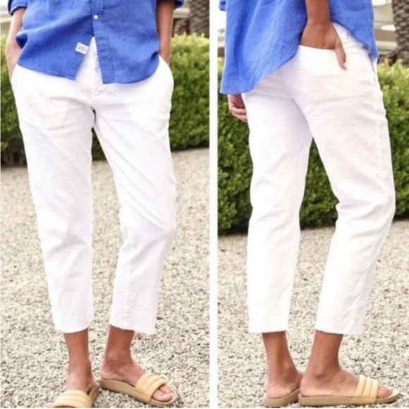 FRANK & EILEEN Wicklow Crop Chino Raw Hem Pants Size 10 White